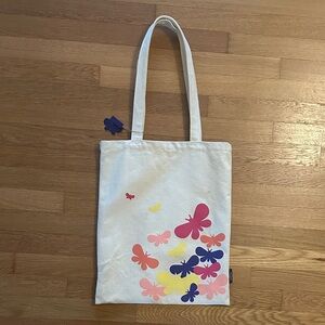 Weekend Max Mara White Tote with Colorful Butterfly Design